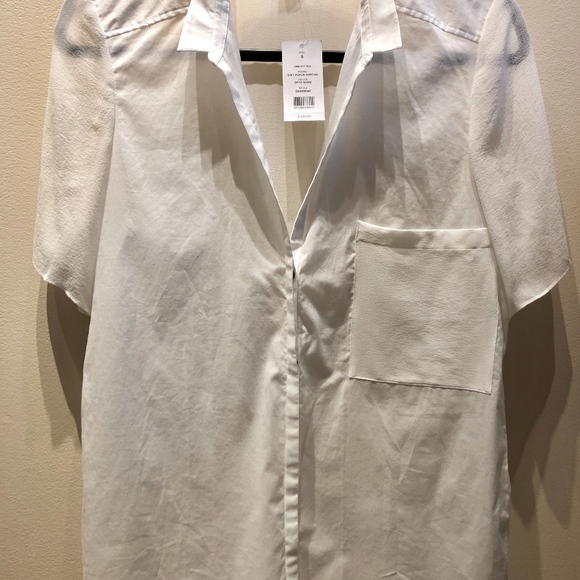 Helmut Lang white cotton/silk combo shirt NWT - Picture 2 of 5